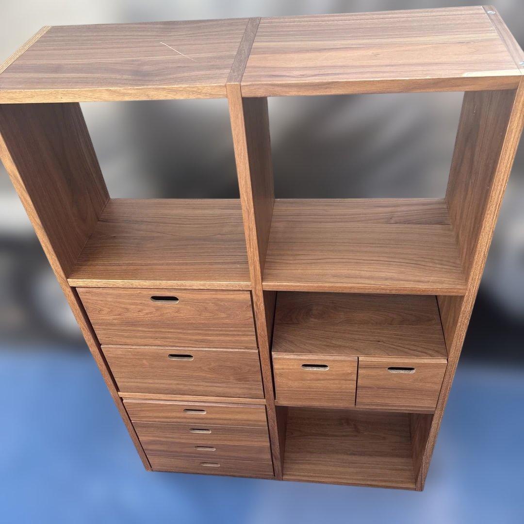 無印良品 MUJI スタッキングシェルフ ウォールナット材　引き出しユニット付き