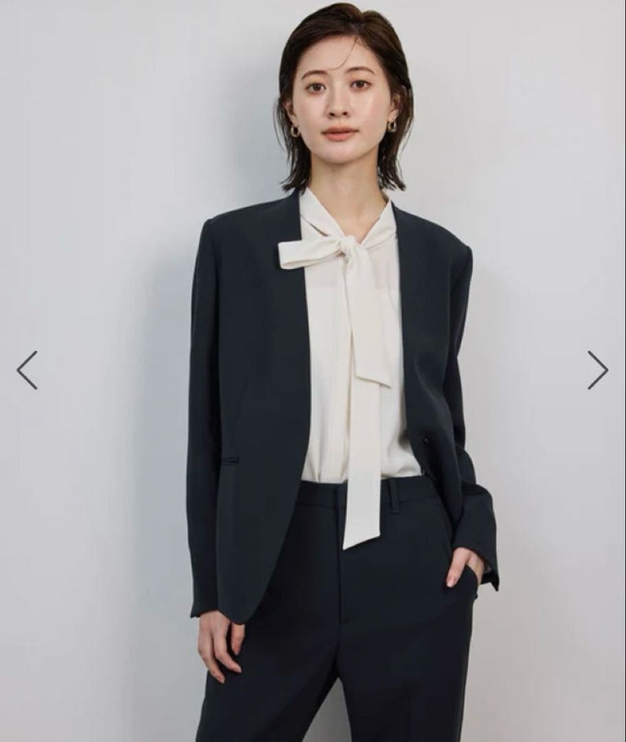 ROPE トリアセダブルクロスＶネックジャケット/イージーケア ネイビー スーツ