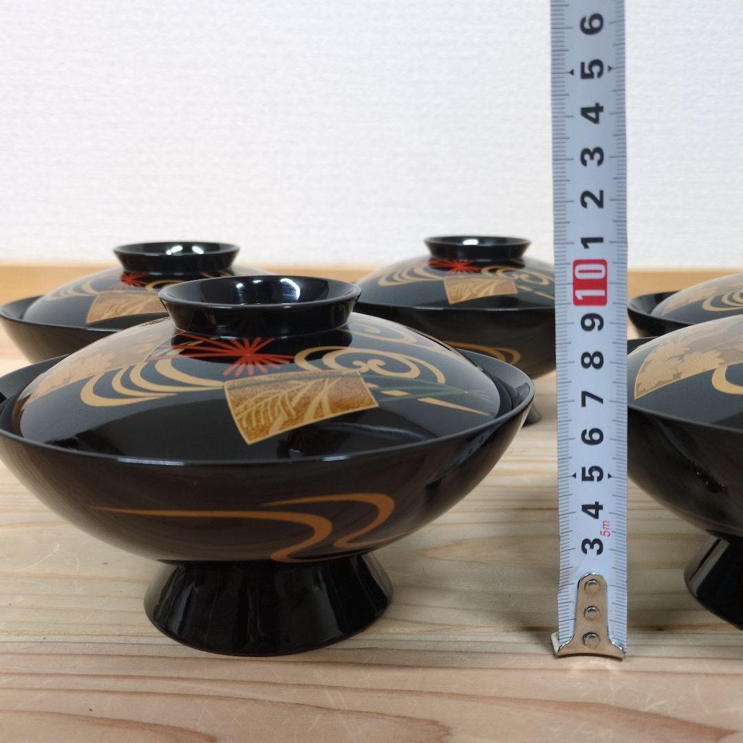 輪島塗　流水桜扇面見返り紅葉煮物椀　５客