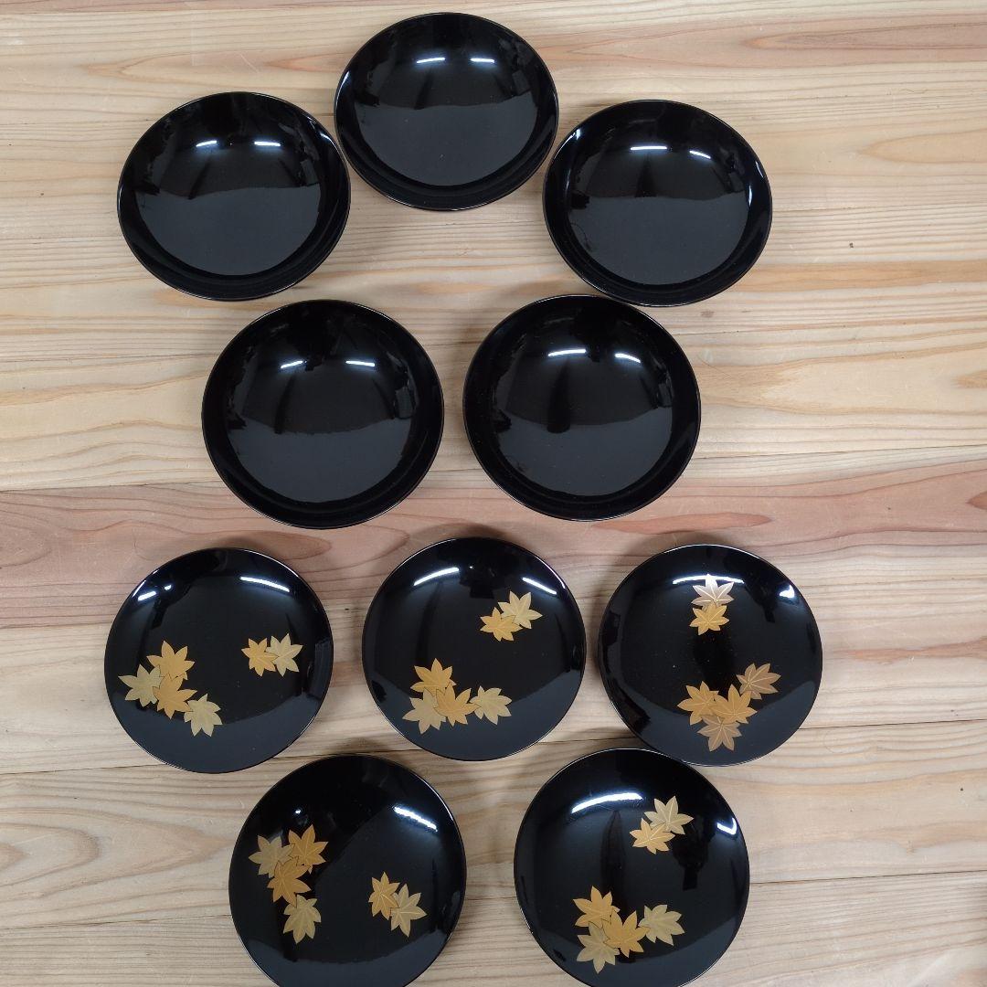 輪島塗　流水桜扇面見返り紅葉煮物椀　５客