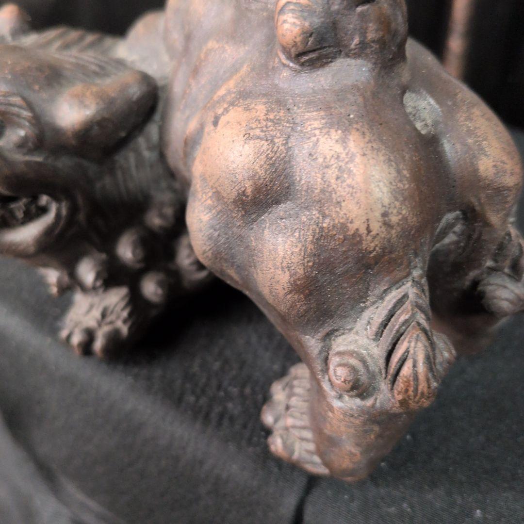 威風堂々★備前焼★狛獅子★獅子★骨董品 縁起物 古美術