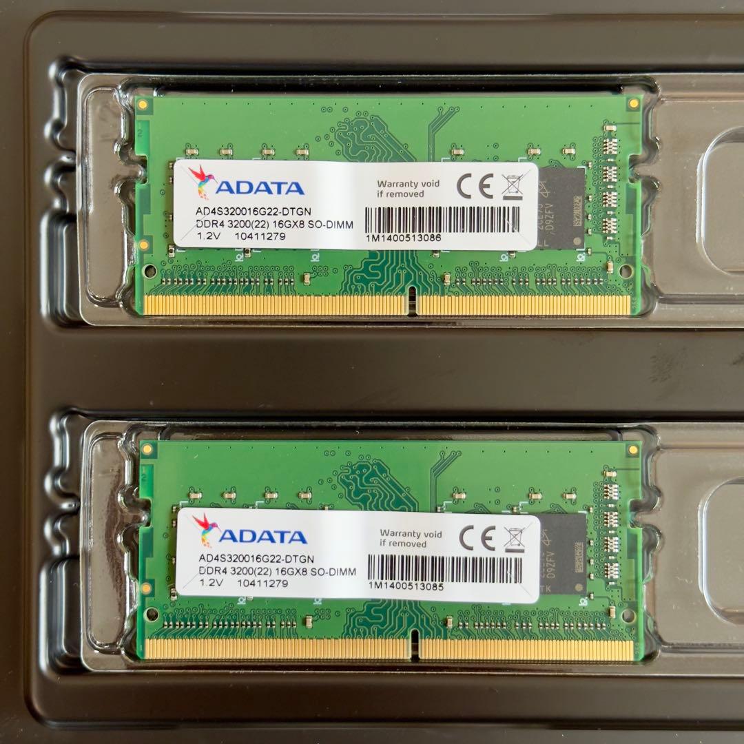メモリー ADATA DDR4 3200 32GB (16GB x 2) SO-DIMM
