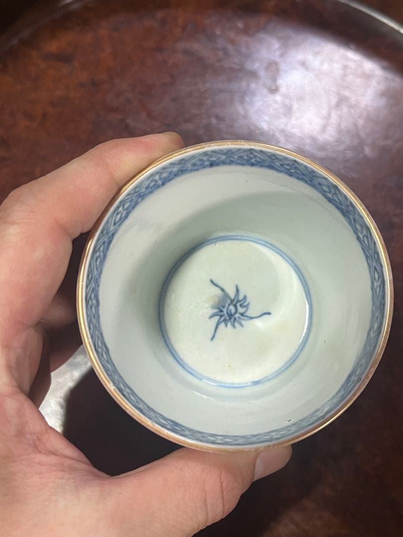 古伊万里　蕎麦猪口　あじさい　鶯　ウグイス　梅　紫陽花　民藝　そば猪口事典掲載