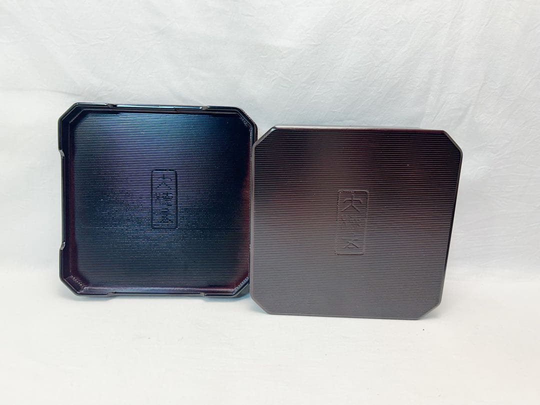 未使用 懐石道具 木製 溜塗 大徳寺 弁当 縁高重箱 五客揃 カンナ目 元箱