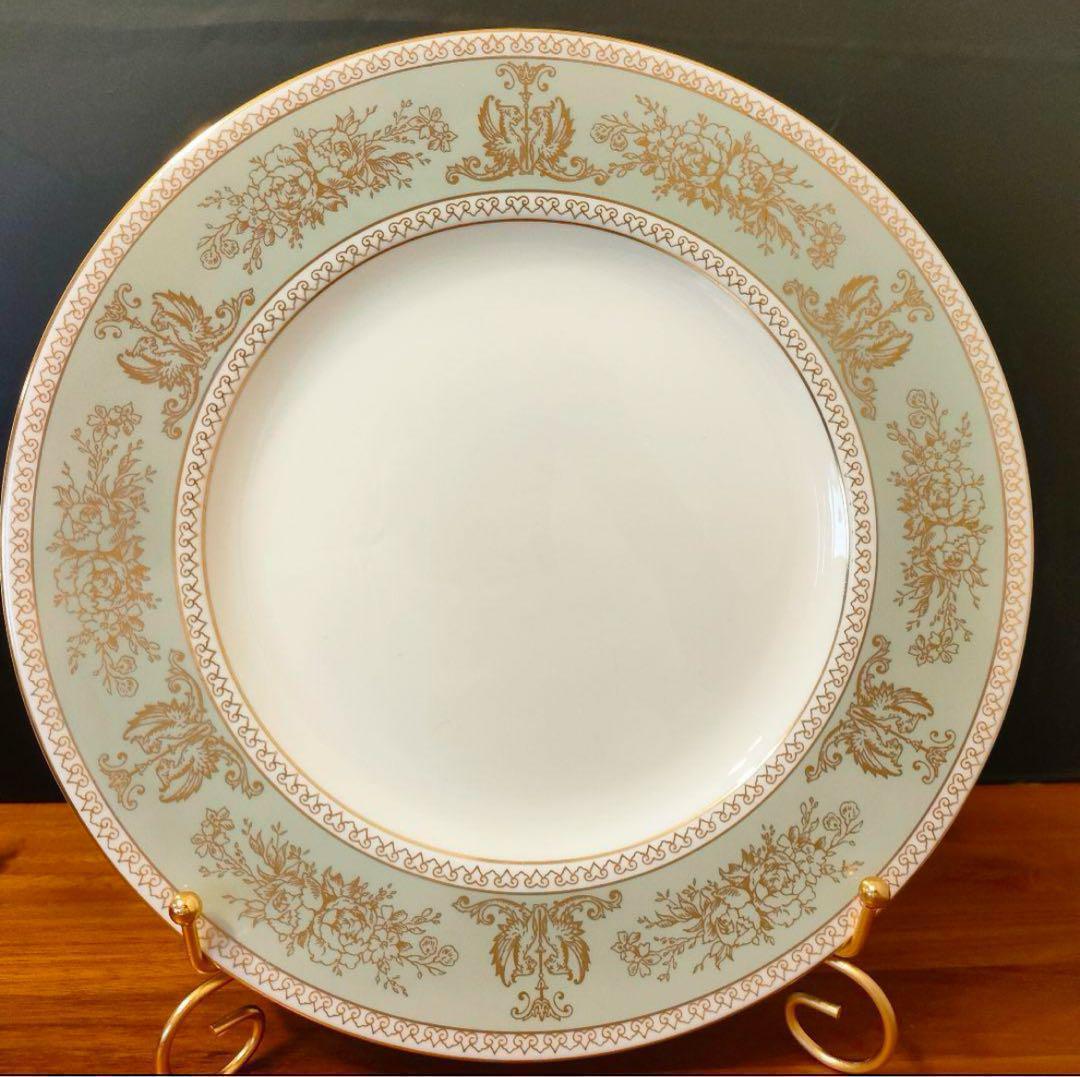 ウェッジウッド ディナープレート フロレンティーン セージグリーン 黒壺 美品