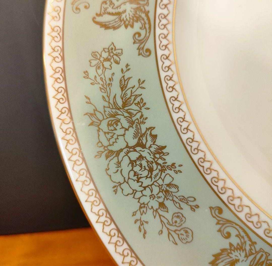 ウェッジウッド ディナープレート フロレンティーン セージグリーン 黒壺 美品