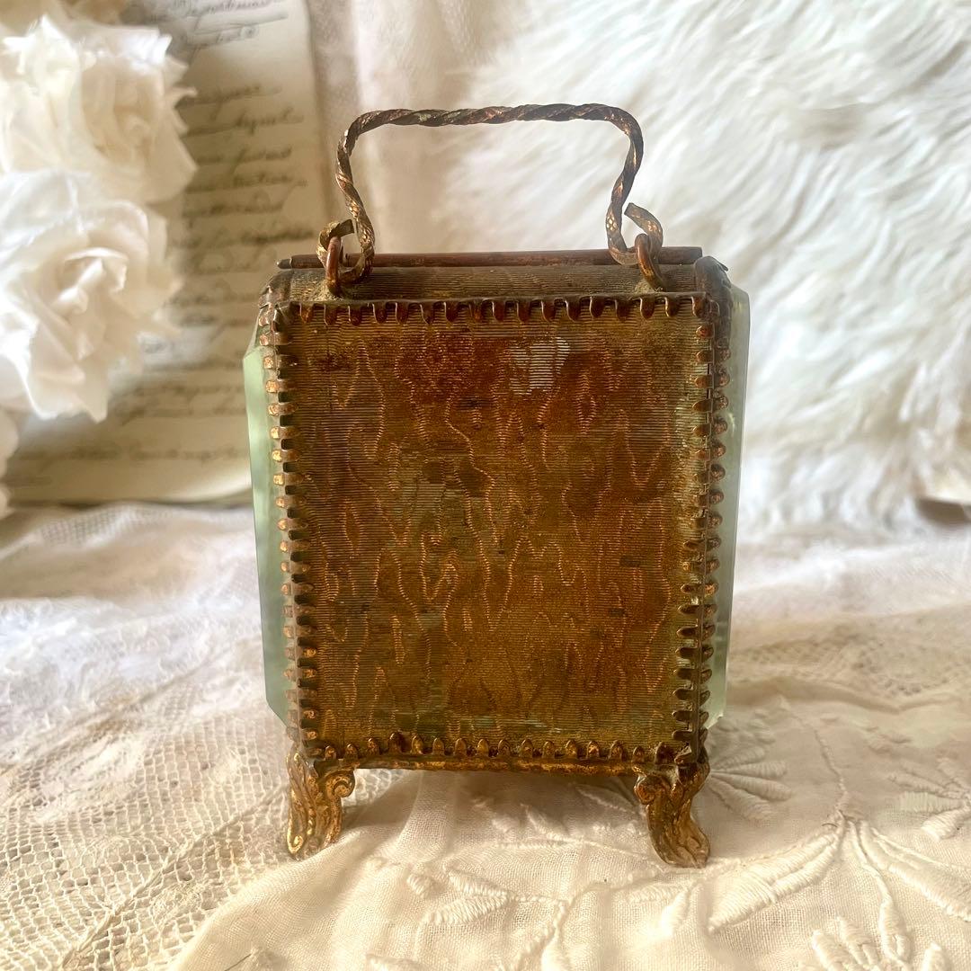 あけみん　ベベルガラス懐中時計ケースジュエリーボックスフランスアンティーク