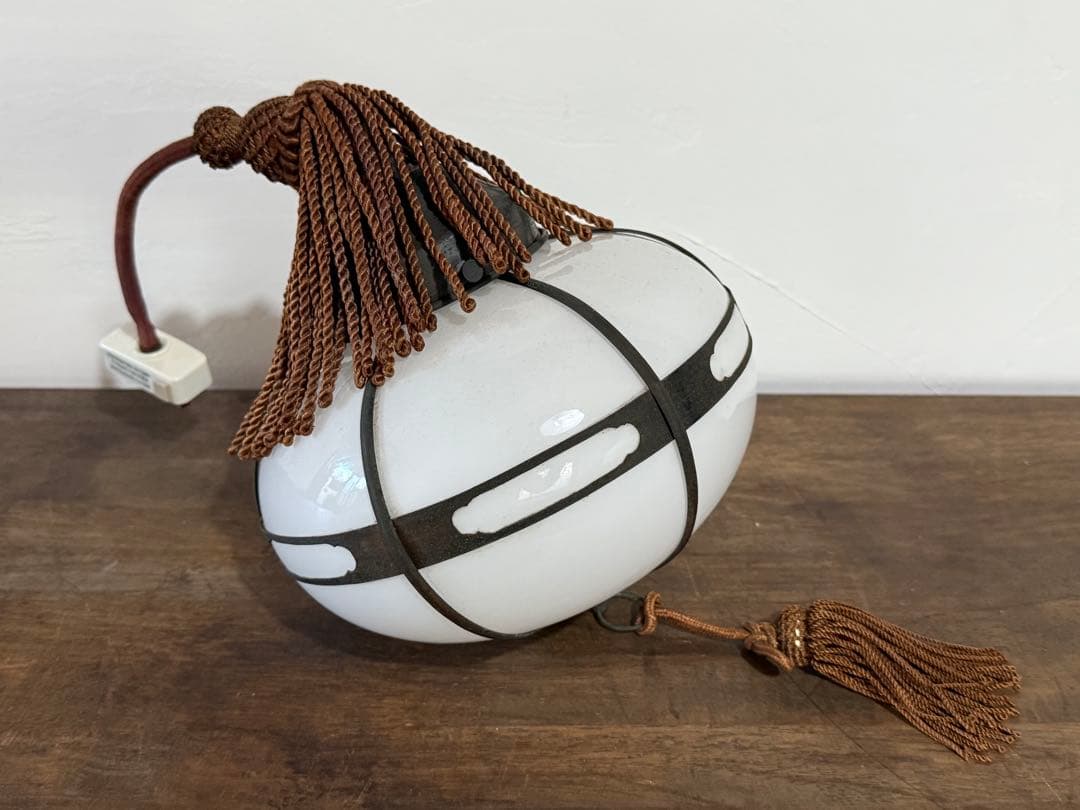 希少 小ぶりな乳白硝子 大正ロマン 電傘 電笠 吊り下げ照明 レトロ ランプ