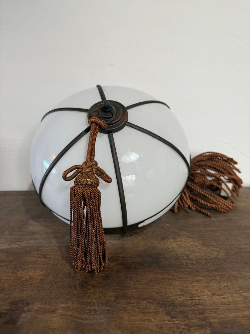 希少 小ぶりな乳白硝子 大正ロマン 電傘 電笠 吊り下げ照明 レトロ ランプ