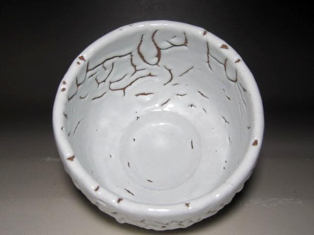 人間国宝 十一代三輪休雪 白萩茶碗「白雲」表千家即中斎花押ｔ411