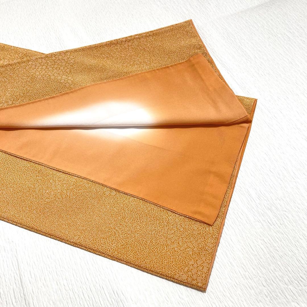 【美品✨】東レシルック　洗える着物　江戸小紋　寄せ小紋　くすみの橙　手縫い　E4