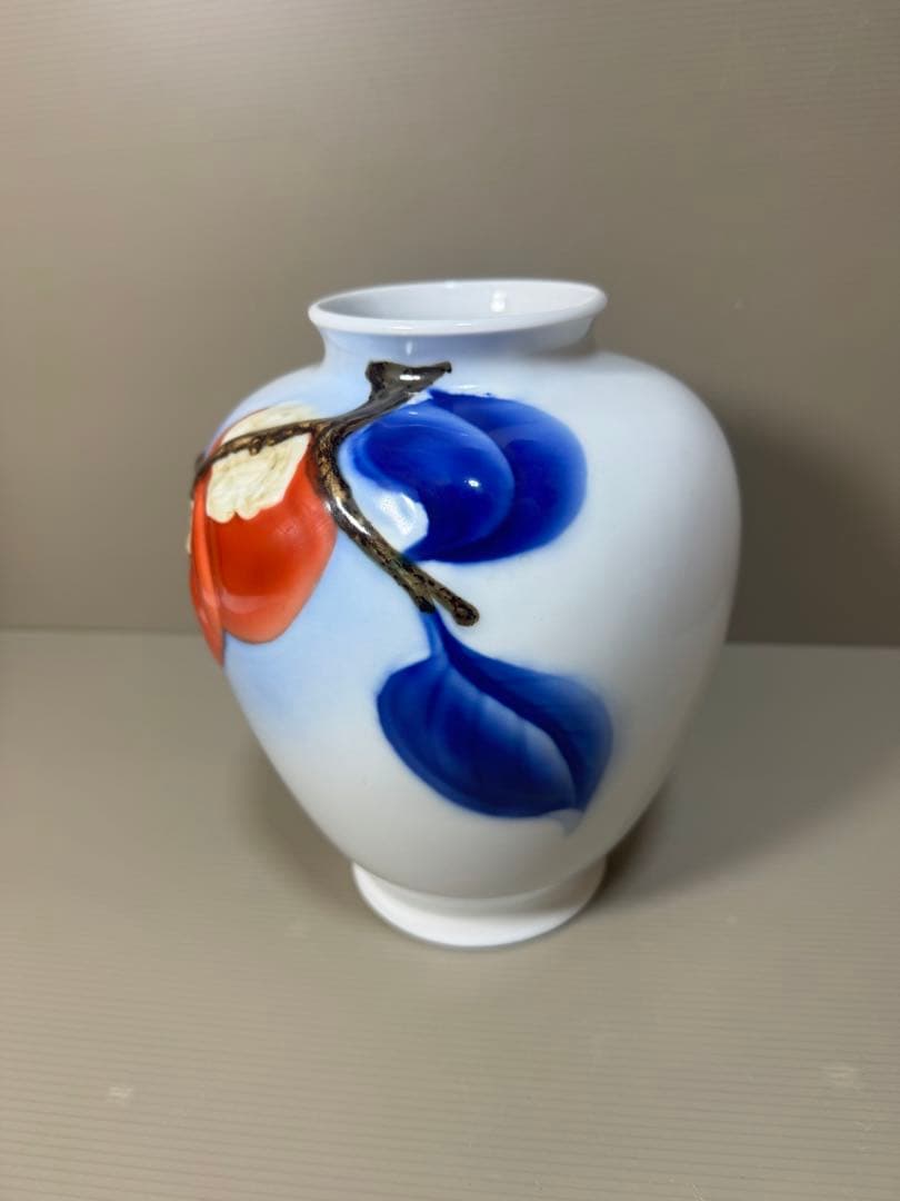 2246 深川製磁　柿文　花瓶　時代物