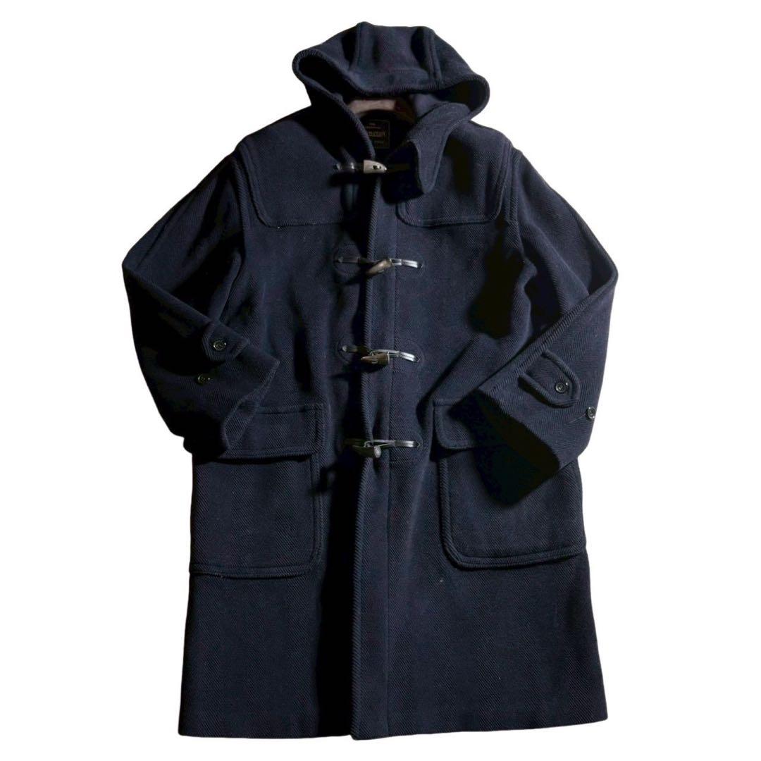 美品■ グローバーオール　ダブフルコート　ヘリンボーン　ネイビー　英国製　38