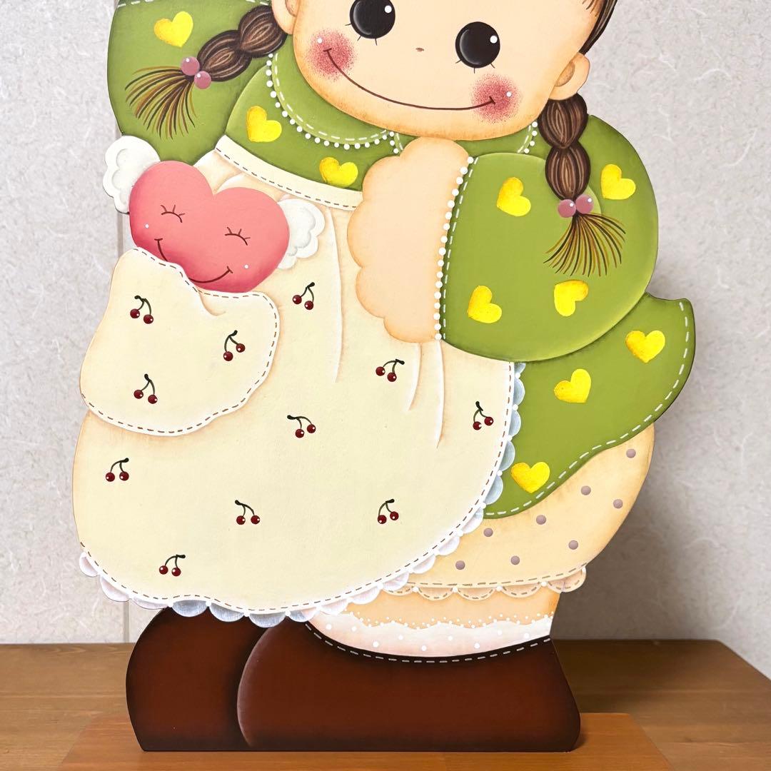 トールペイント　可愛い女の子　2体セット　カントリー雑貨　置物