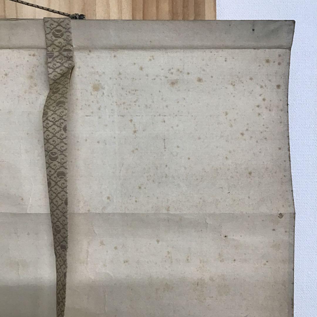 K茶道具　掛軸　「寒牡丹と雀」の図　岸燕作　配送用桐箱　S178KJ