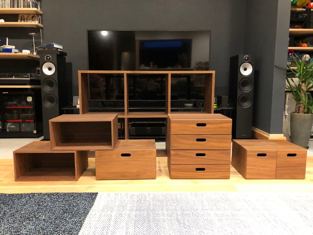無印 スタッキングシェルフセット 3段×2列 ウォールナット材 引出し 棚 収納