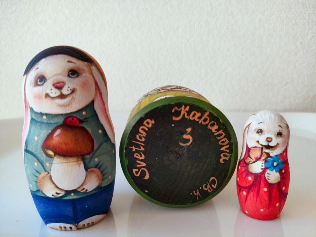 【KV016】11cm級 マトリョーシカ カバノヴァ　うさぎの親子