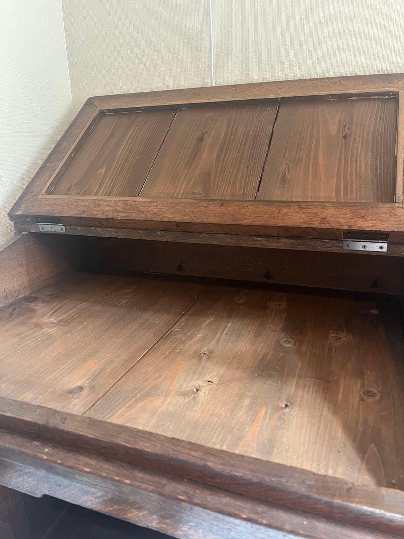 【向日葵3】こだわり文卓机　斜め天板　引き出し6個付き　ビンテージ　古民家