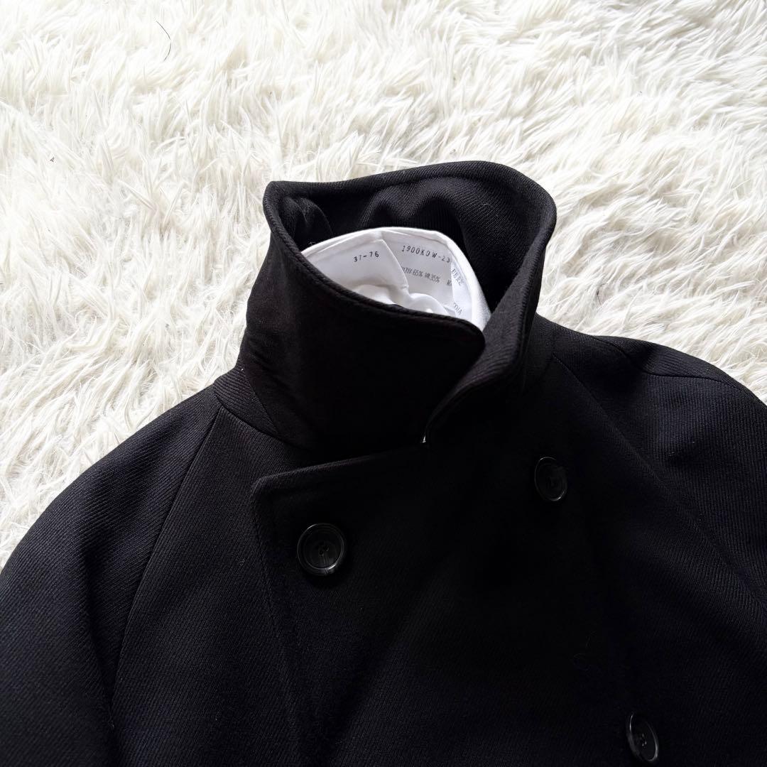 <美品>TAGLIATORE RIPA ブラック ウール ベルデットコート 44