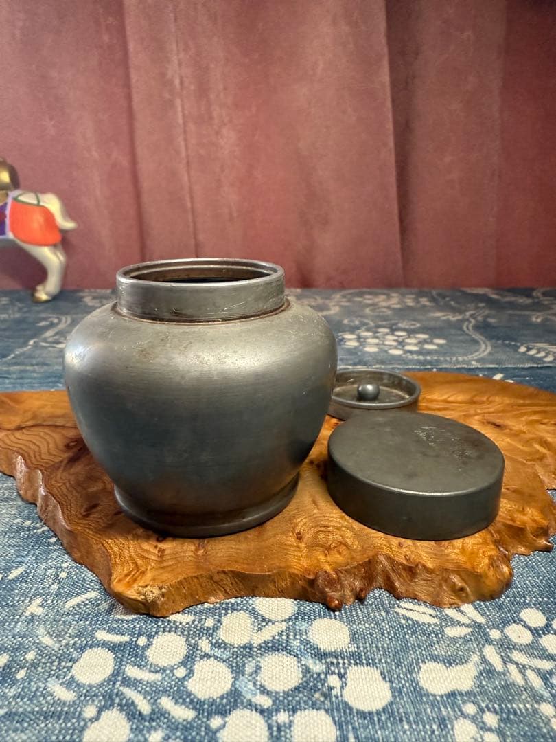 錫製茶壺 茶道具 　古錫　茶壷　錫製茶入