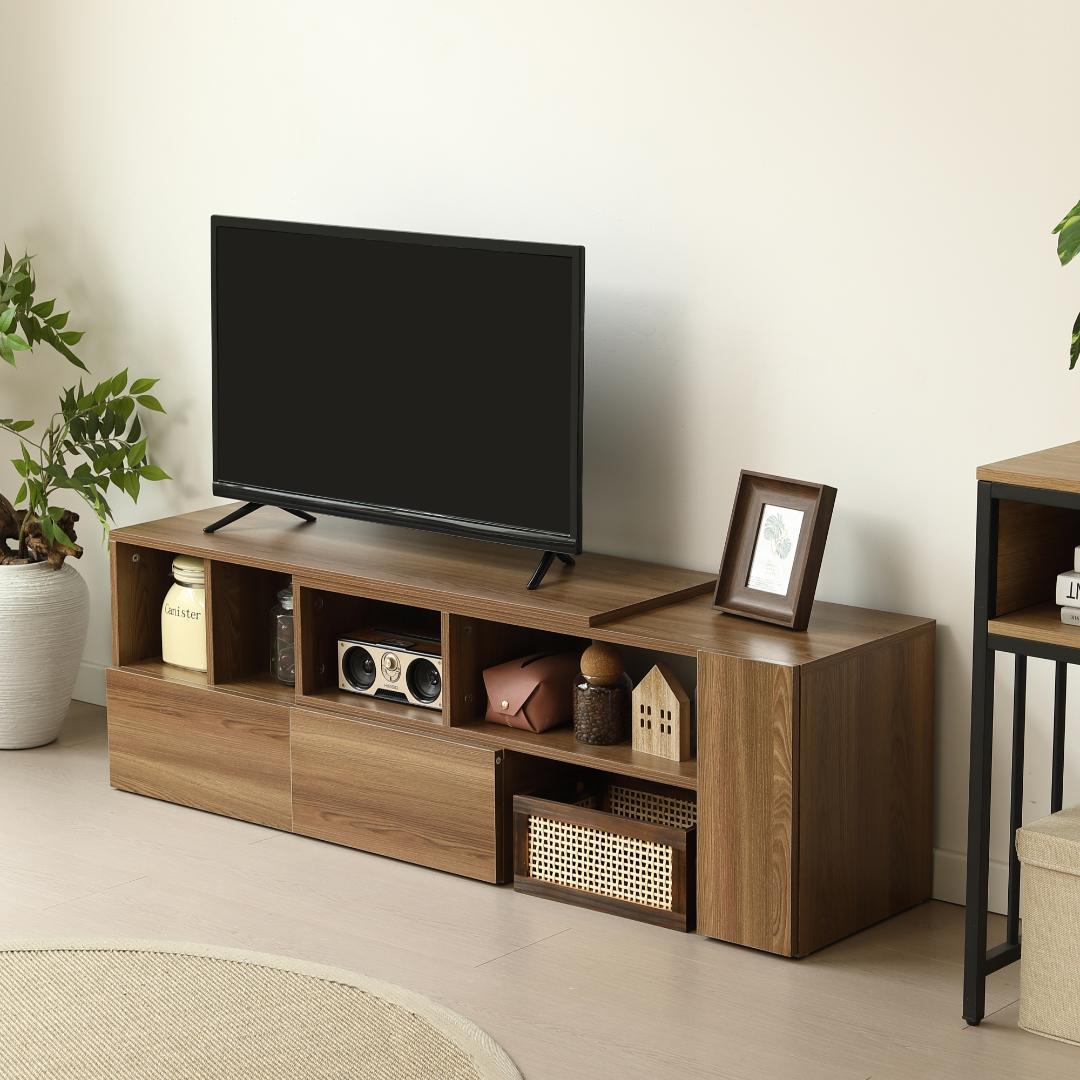 超人気！テレビ台 ローボード 収納 伸縮自由 幅95～169cm BROWN