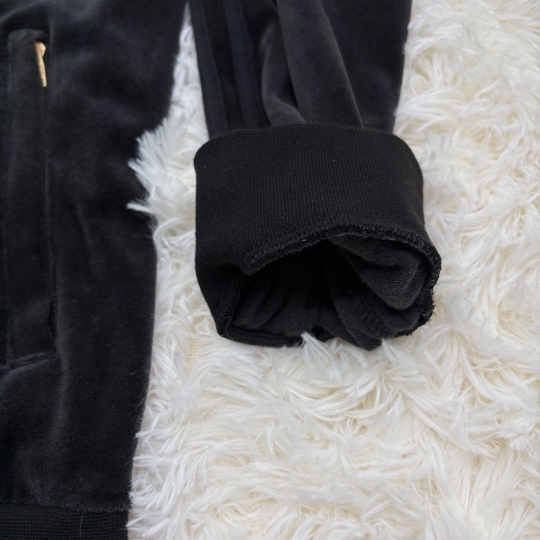 美品✨ アディダス ベロア トラックジャケット 刺繍ロゴ ブラック ホワイト L