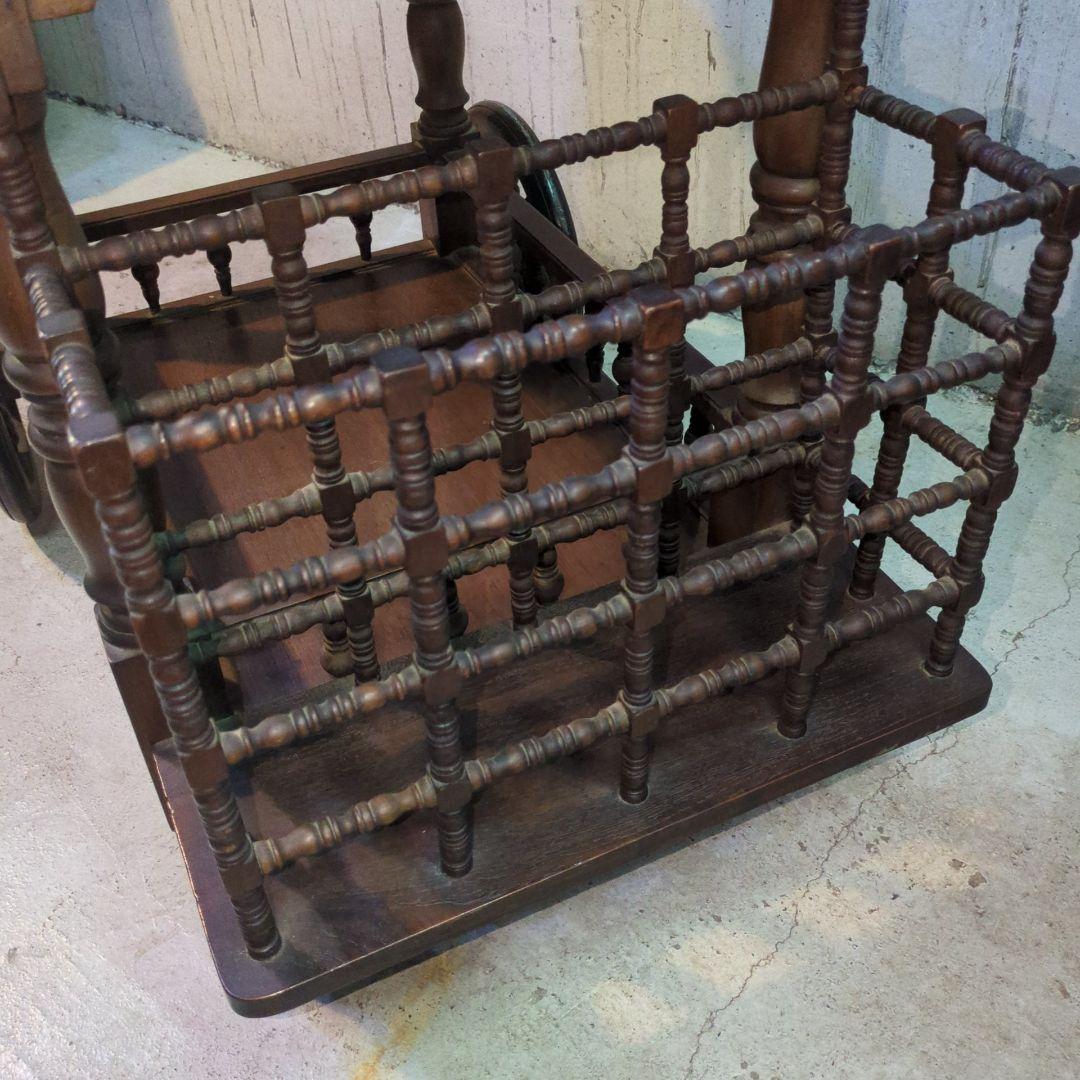 ヴィンテージ 木製キッチンワゴン サービスカート 彫刻