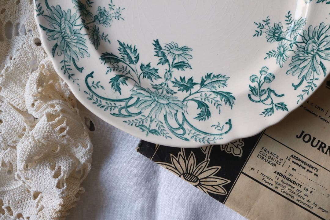 LONGCHAMPS デイジー　ブルーグリーン　デザート　プレート　フランス