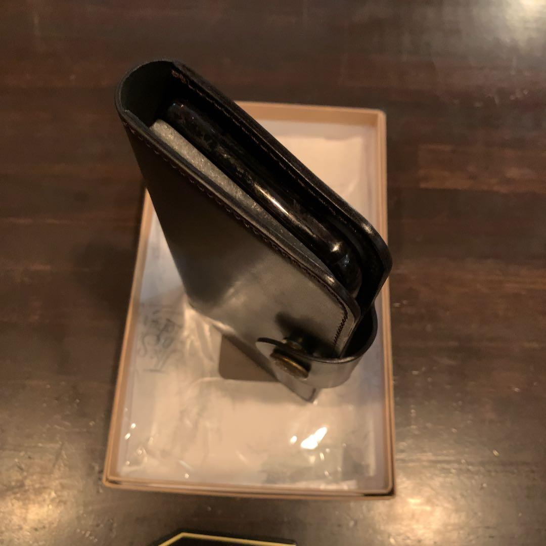 新品箱入りシュペリオールレイバー iPhoneX レザーケース黒 コードバン