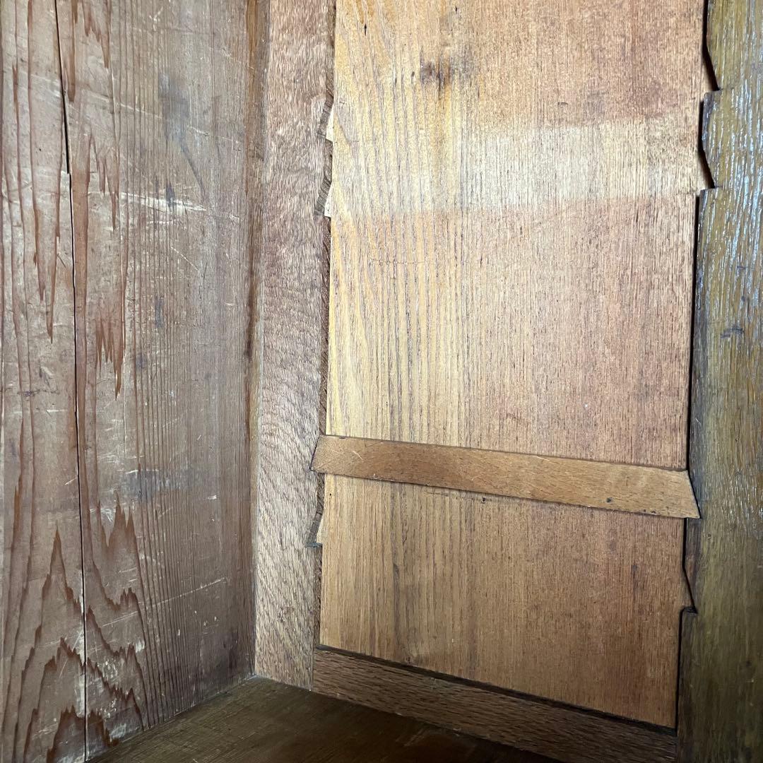 アンティーク　本箱　本棚　戸棚　食器棚　陳列棚　店舗　ニ重ね　無垢　引戸　レトロ