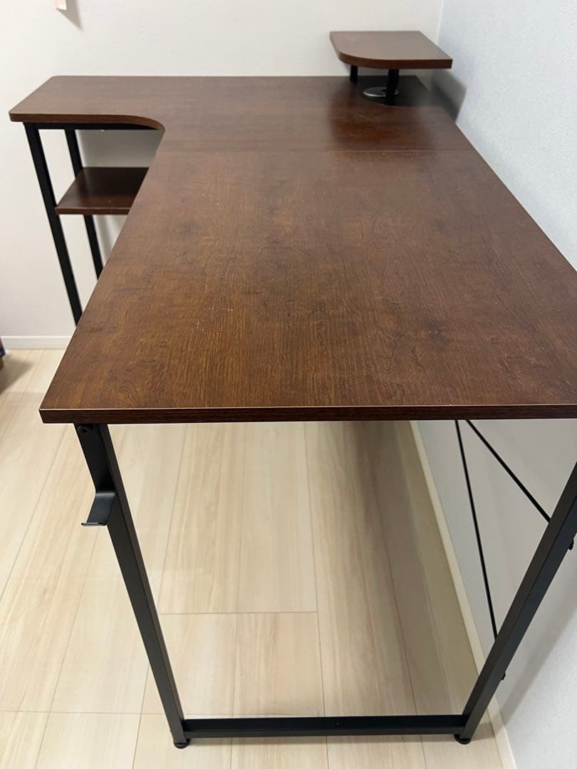 【★必ず確認　売り切りたいので最終値下げ！】L字型パソコンデスク　ダークブラウン