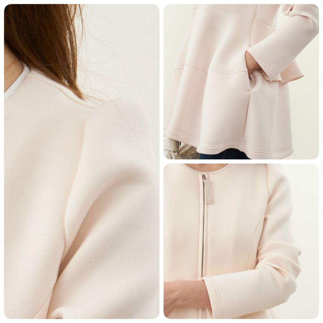 liala×pg ペプラム ノーカラー ダンボールニット フリル ジャケット M