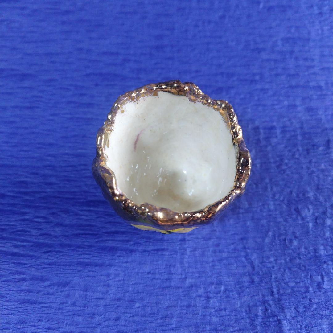 【希少】高鶴元　おちょこ　ぐい呑み　盃　湯呑み　鑑賞用　陶器　金色縁　　レトロ