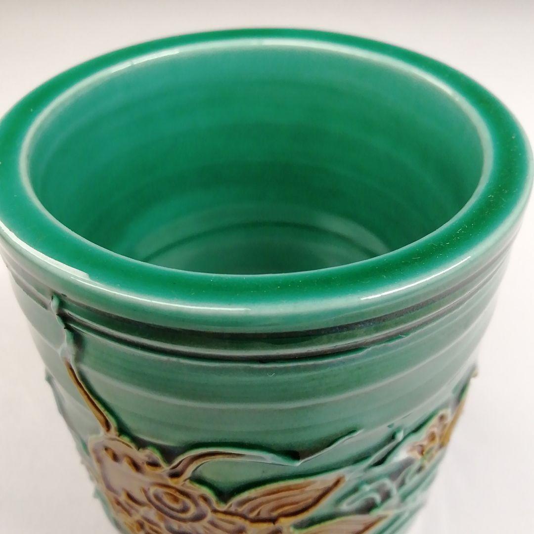 Ｔ９４０　蓋置　『青交趾　荒磯』『中村翠嵐 造』　共箱　茶道具