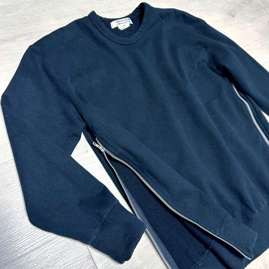 美品✨サイドジッパー スウェット黒【コムコム】厚手ゆったりユニセックスサイズ