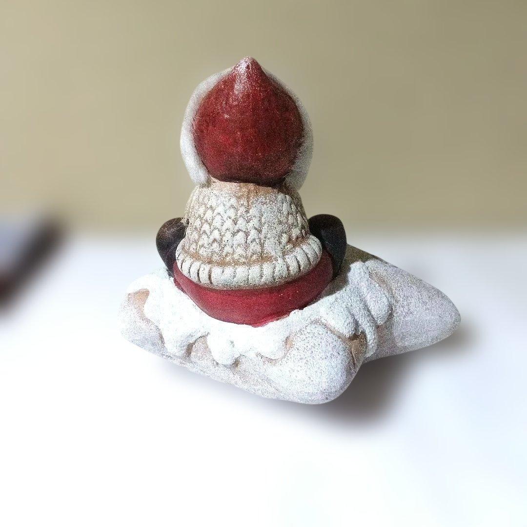 【アンティーク風】【Buone Feste】 フワフワサンタ 陶器置物4セット