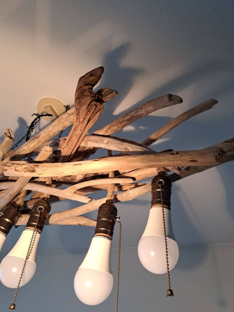 流木インテリア　6灯LED照明　6〜15帖用　電球毎にON.OFF可能