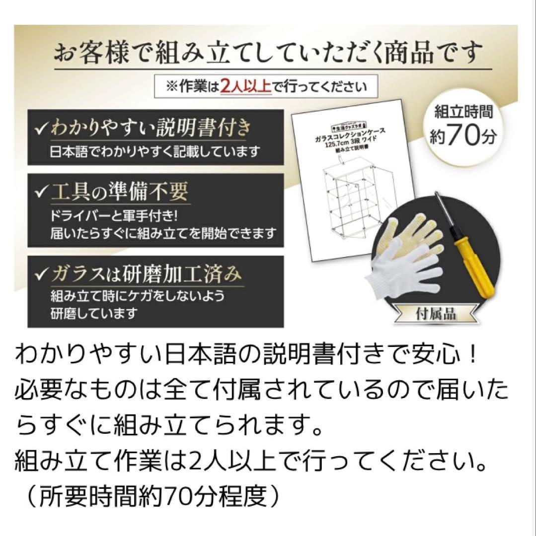 ショーケース ガラスケース 背面ミラー 2段両扉タイプ(鍵付き) 黒