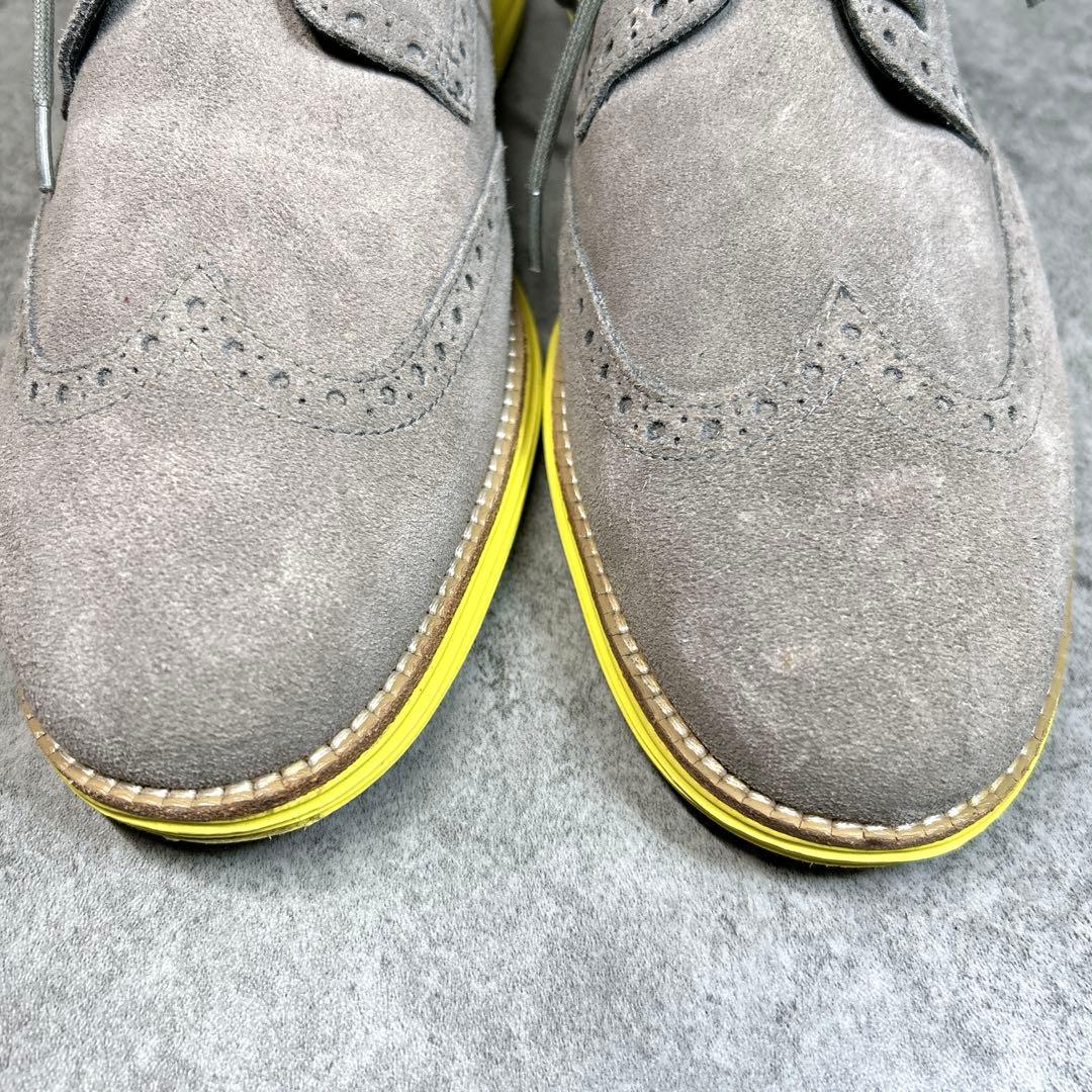 未使用級【コールハーン】ルナグランド/ウイングチップ/革靴/スウェード/軽量/灰