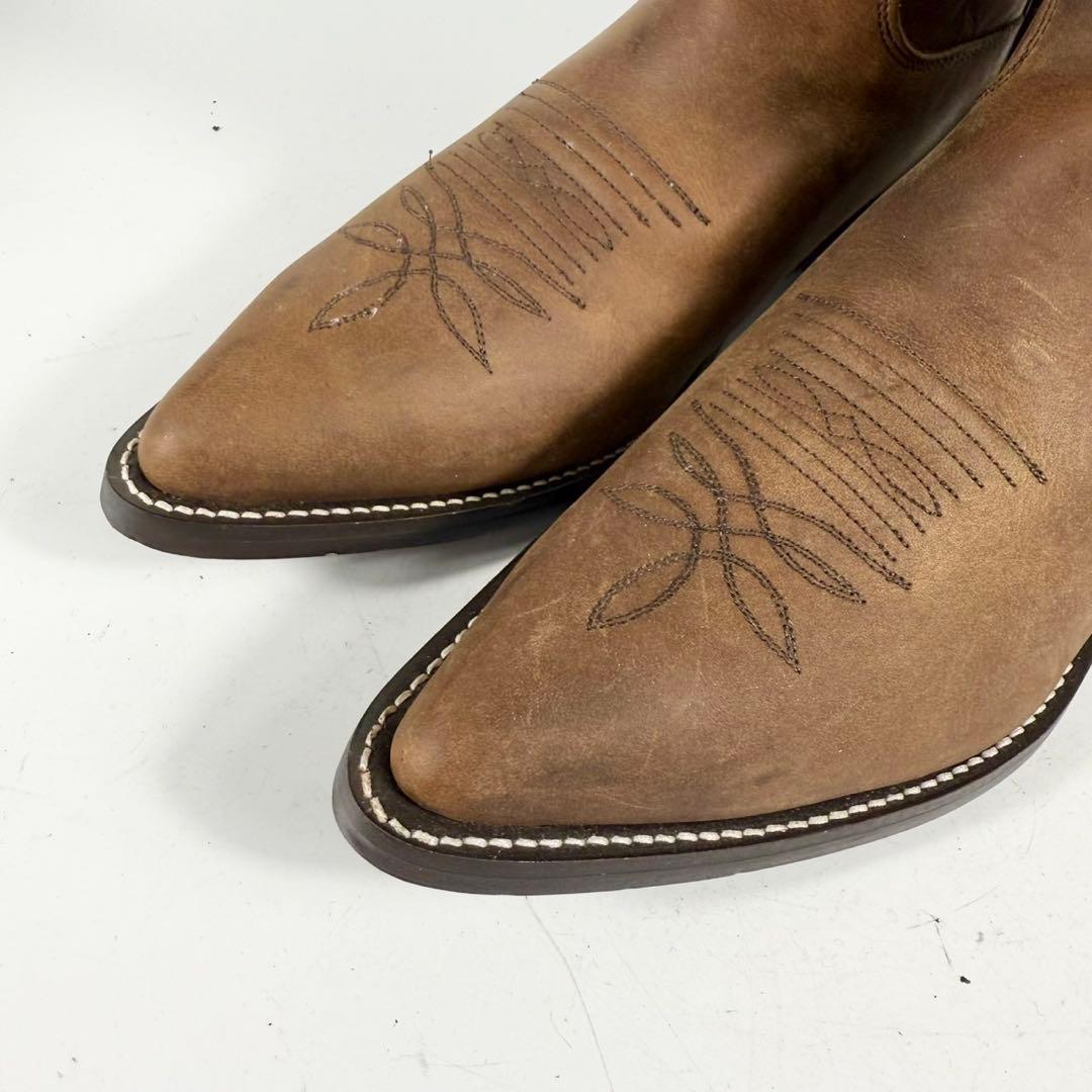 【美品】Justin ジャスティン ウエスタンブーツ（7,5）革靴　刺繍 茶