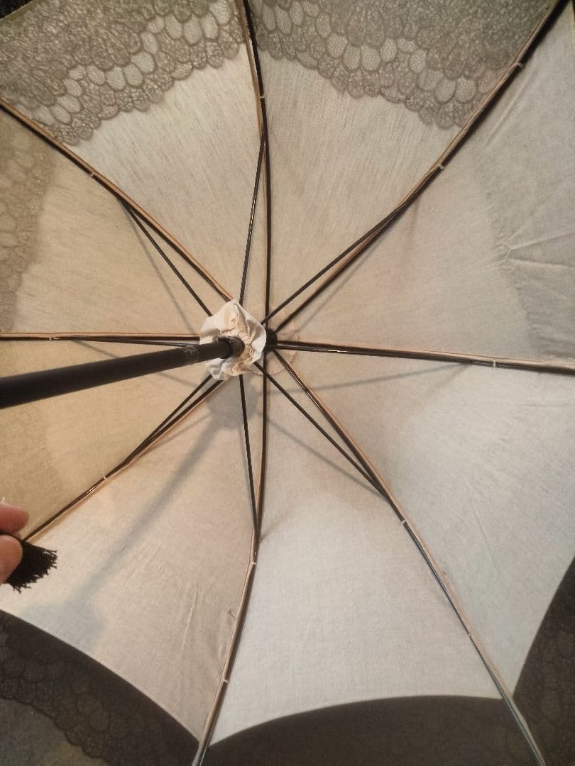 高級Pierre Vaux ピエールヴォー リネン 黒レース 日傘 フランス製