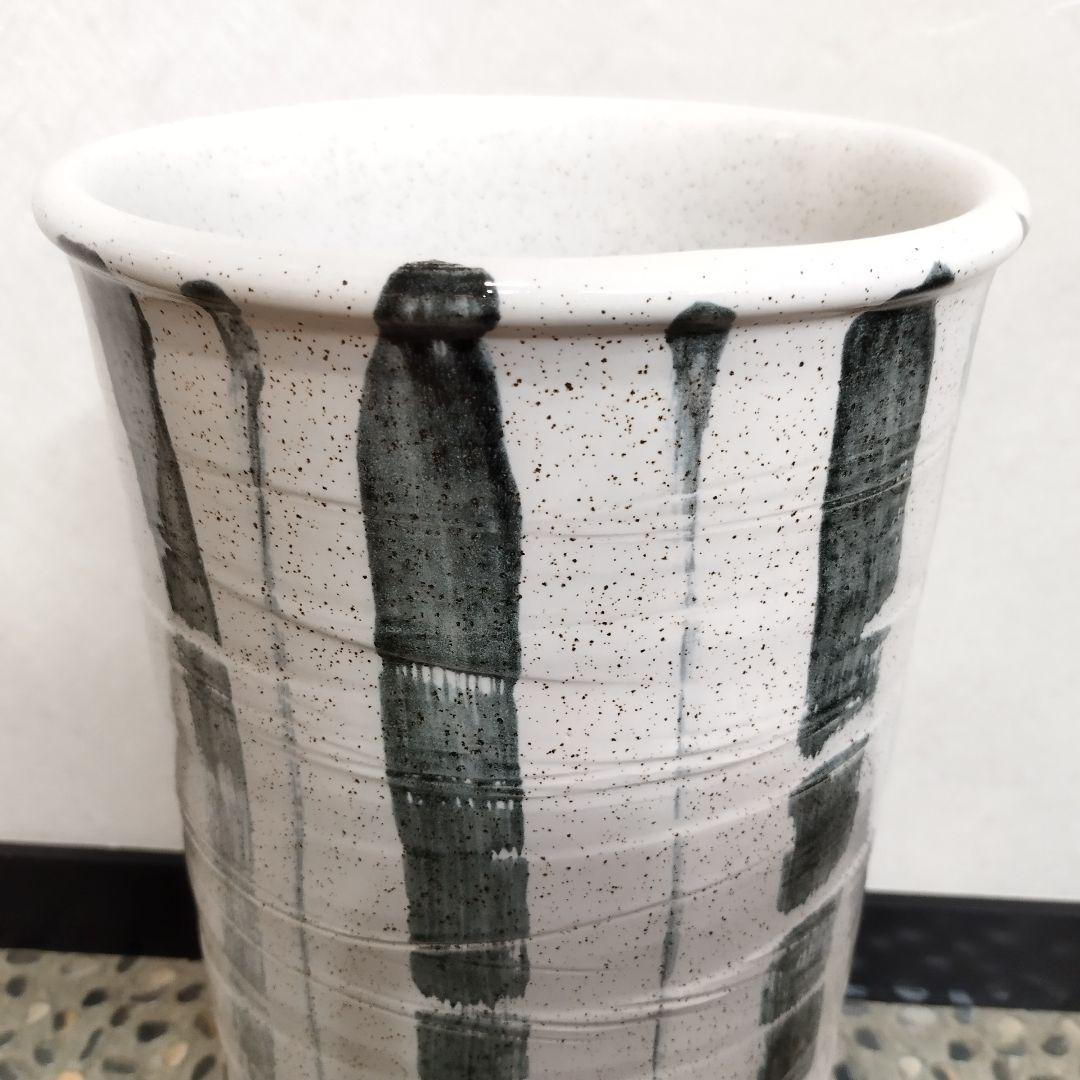 値下げ【新品・未使用】傘立て　藍十草模様　へちもん　信楽焼　インテリア　鉢カバー