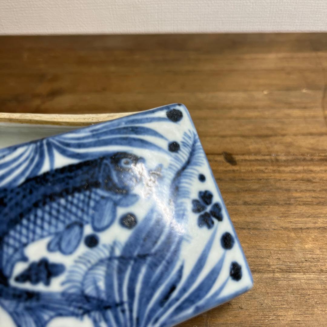 元時代　染付魚藻文香合　元