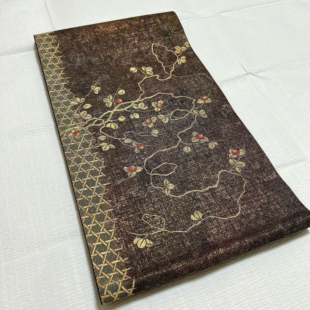 【専用】梅垣織物　袋帯　果樹蔓文　西陣織　正絹　金糸