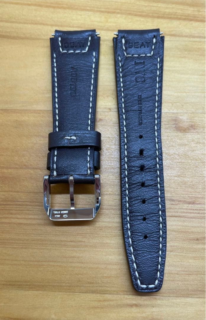 IWC フリーガーUTC用レザーベルトピンバックル付ダークブラウン 20mm幅