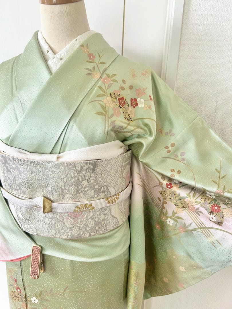 美品　一部しつけ糸付き　正絹訪問着　フルセット4点　入学式　七五三　お宮参り