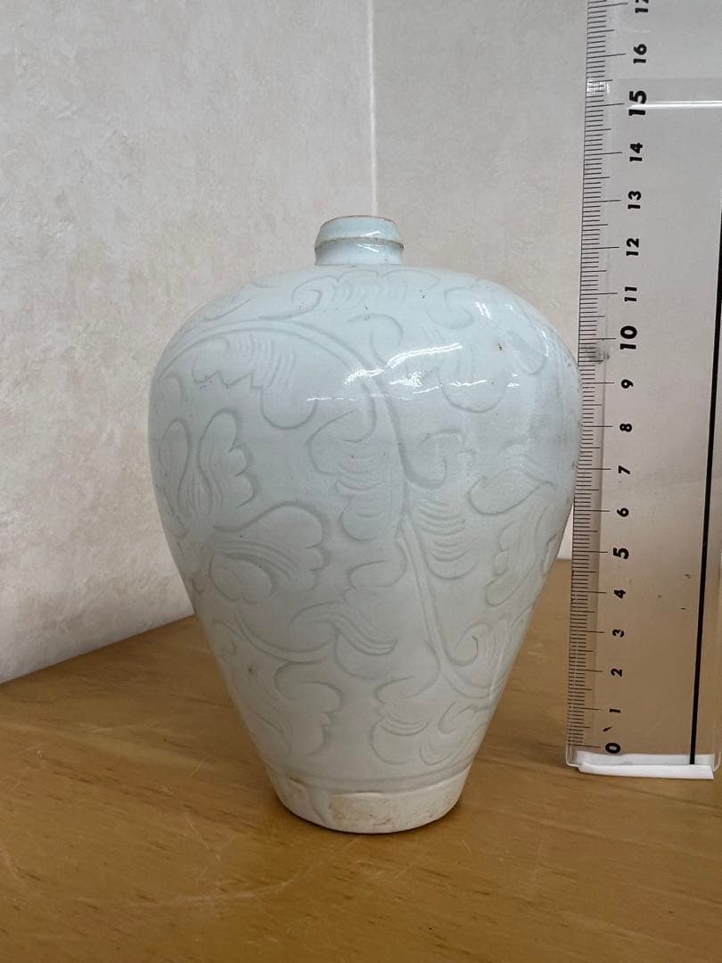 中国元時代影青釉　刻画花紋　梅瓶　骨董 美術品　唐物　 江戸　青磁　コレクション