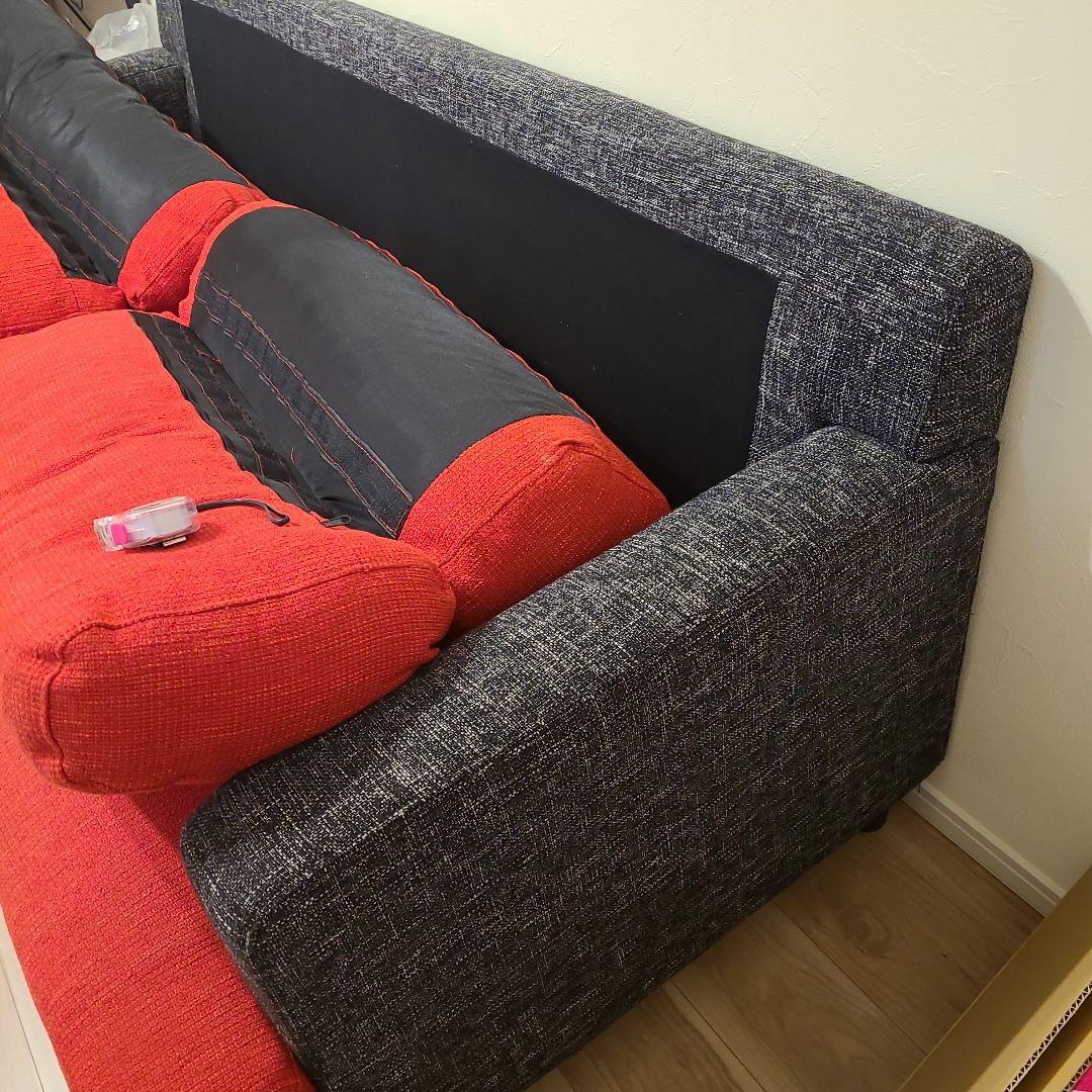 3人がけソファ 赤ファブリックソファ