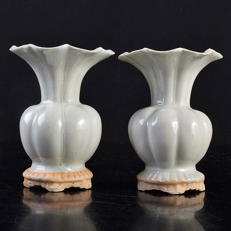 中国　宋代　青白磁　瓜型瓶　一對　M　R8819