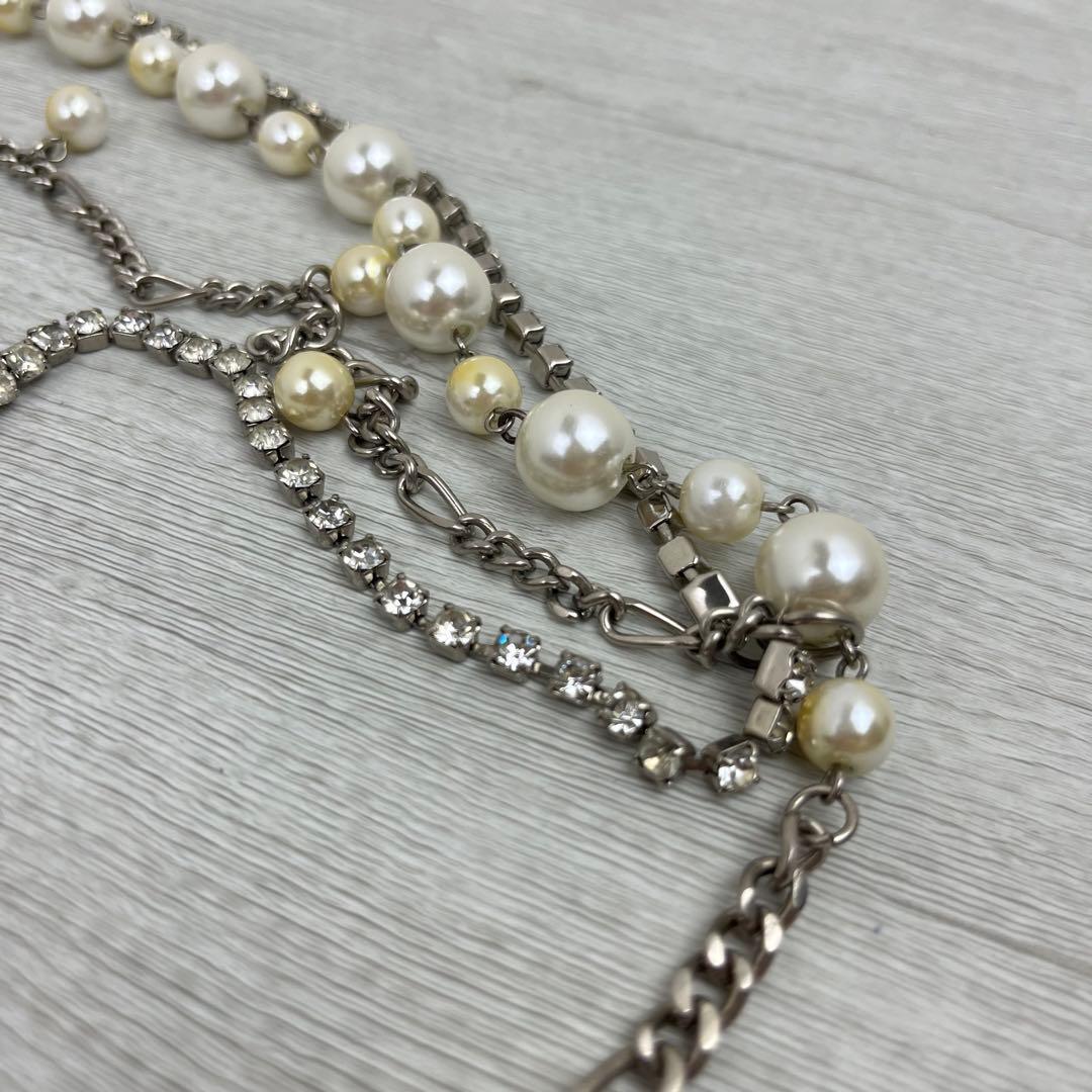 alice auaa ウエストチェーンベルト ライトストーン パール 4連